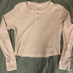 Moa Moa Made in the USA | Long Sleeve Fitted Waffle Top | Women's XL